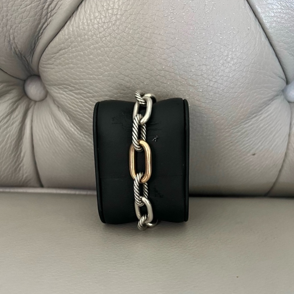 David Yurman Madison Chain bracelet in Sterling silver w/18 ct Rose 8.5mm